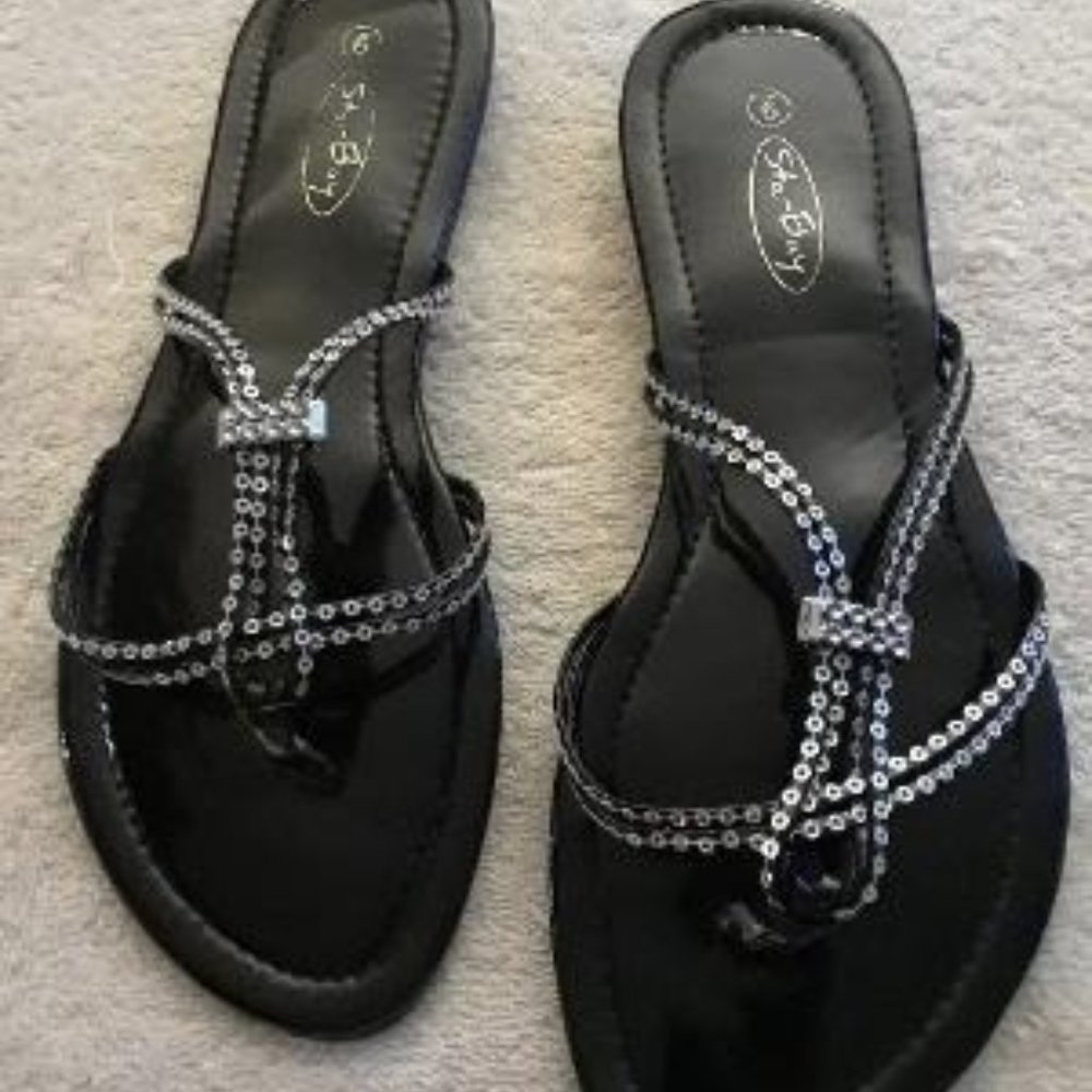 STAR BAY sandals with sequin straps  Women's Size 9